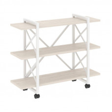 Loft Стеллаж на колесных опорах-3 полки VR.L-MST.K-3.8V Денвер Светлый/Металл Белый 1200*400*968