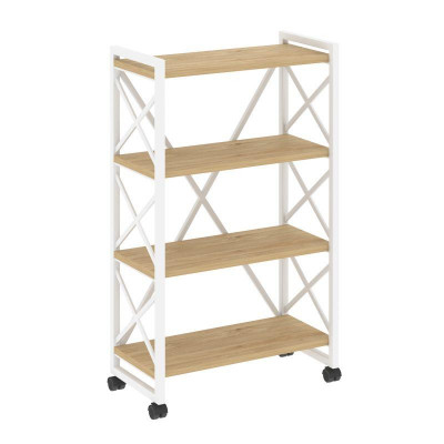 Loft Стеллаж на колесных опорах-4 полки VR.L-MST.K-4.8 Тиквуд Светлый/Металл Белый 800*400*1334