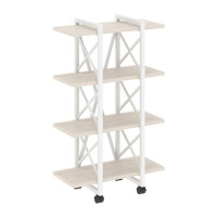Loft Стеллаж на колесных опорах-4 полки VR.L-MST.K-4.4V Денвер Светлый/Металл Белый 800*400*1334