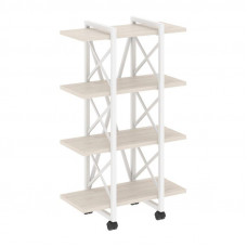 Loft Стеллаж на колесных опорах-4 полки VR.L-MST.K-4.4V Денвер Светлый/Металл Белый 800*400*1334
