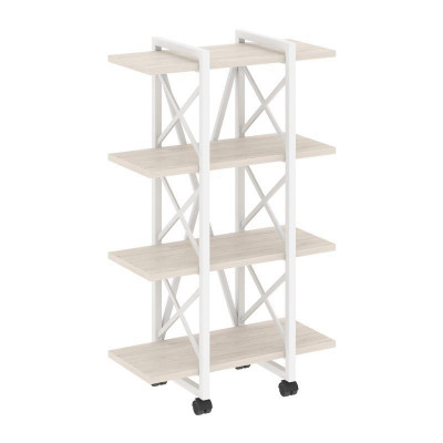 Loft Стеллаж на колесных опорах-4 полки VR.L-MST.K-4.4V Денвер Светлый/Металл Белый 800*400*1334