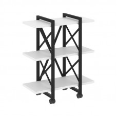 Loft Стеллаж на колесных опорах-3 полки VR.L-MST.K-3.4V Белый Бриллиант/Металл Черный 800*400*968