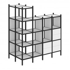 Loft Угловой внешний стеллаж наборный VR.L-57 Белый Бриллиант/Металл Черный 862*1694*1869