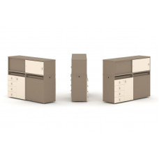Estetica Набор №17. Тумба двойная+низкая надставка ES.NB.2N-17 Латте/Сатин 1500*410*1135