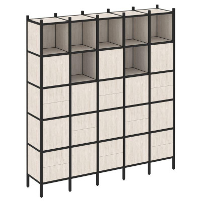 Loft Прямой стеллаж VR.L-10 Денвер Светлый/Металл Черный 2110*446*2280