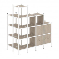 Loft Угловой внешний стеллаж наборный VR.L-58 Дуб Аттик/Металл Белый 862*1694*1869