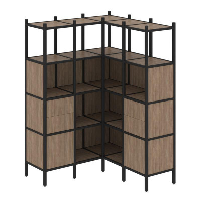 Loft Угловой внутренний стеллаж VR.L-33 Дуб Аризона/Металл Черный 1278*1278*1869