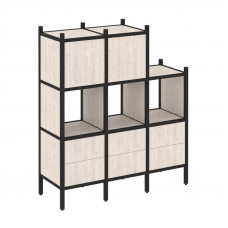 Loft Прямой стеллаж VR.L-15 Денвер Светлый/Металл Черный 1278*446*1458