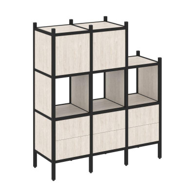 Loft Прямой стеллаж VR.L-15 Денвер Светлый/Металл Черный 1278*446*1458