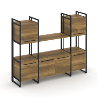 Rift Шкаф комбинированый RF.NS-002 Сандал Янтарный/Металл Черный/Черный Ручки 1598*396*1286