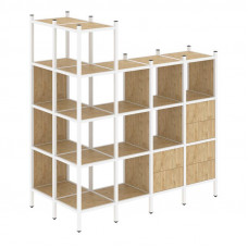 Loft Угловой внешний стеллаж наборный VR.L-57 Тиквуд Светлый/Металл Белый 862*1694*1869