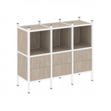 Loft Прямой стеллаж VR.L-07 Дуб Аттик/Металл Белый 1278*446*1047