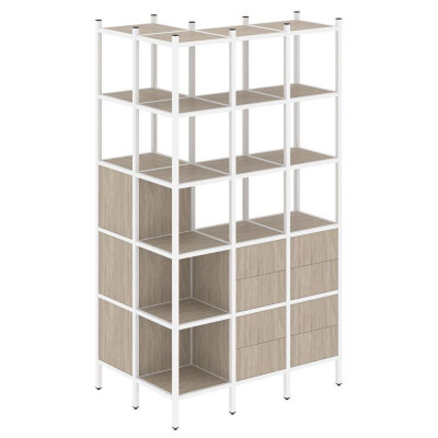 Loft Угловой внешний стеллаж наборный VR.L-54 Дуб Аттик/Металл Белый 862*1278*2280