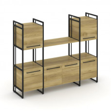 Rift Шкаф комбинированый RF.NS-002 Дуб Винченцо/Металл Черный/Черный Ручки 1598*396*1286