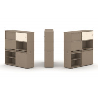 Estetica Набор №28. Тумба двойная+высокая надставка ES.NB.2V-28 Латте/Сатин 1500*410*1520