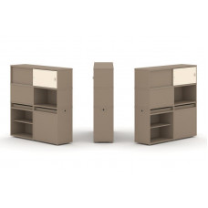 Estetica Набор №28. Тумба двойная+высокая надставка ES.NB.2V-28 Латте/Сатин 1500*410*1520