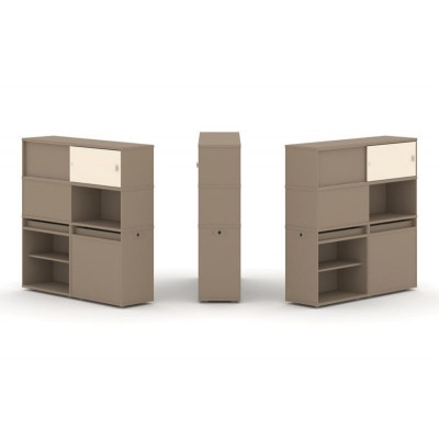 Estetica Набор №28. Тумба двойная+высокая надставка ES.NB.2V-28 Латте/Сатин 1500*410*1520