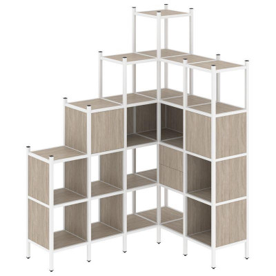 Loft Угловой внутренний стеллаж VR.L-44 Дуб Аттик/Металл Белый 1694*1278*2280