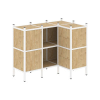 Loft Угловой внутренний стеллаж VR.L-28 Тиквуд Светлый/Металл Белый 1278*862*1047