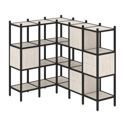 Loft Угловой внутренний стеллаж VR.L-30 Денвер Светлый/Металл Черный 1278*1694*1458