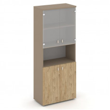 Estetica Шкаф высокий широкий ES.ST-1.4 Латте/Тиквуд Светлый/Сатин матовый 800*420*1977