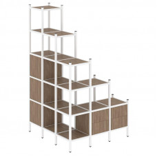 Loft Угловой внешний стеллаж наборный VR.L-59 Дуб Аризона/Металл Белый 1278*1278*2280