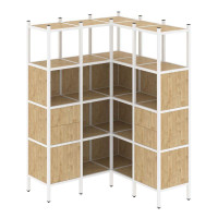 Loft Угловой внутренний стеллаж VR.L-33 Тиквуд Светлый/Металл Белый 1278*1278*1869