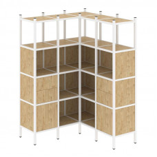 Loft Угловой внутренний стеллаж VR.L-33 Тиквуд Светлый/Металл Белый 1278*1278*1869