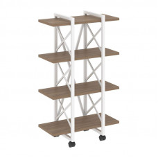 Loft Стеллаж на колесных опорах-4 полки VR.L-MST.K-4.4V Дуб Аризона/Металл Белый 800*400*1334