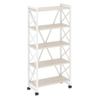 Loft Стеллаж на колесных опорах-5 полок VR.L-MST.K-5.8 Денвер Светлый/Металл Белый 800*400*1704
