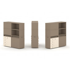 Estetica Набор №18. Тумба двойная+высокая надставка ES.NB.2V-18 Латте/Сатин 1500*410*1520