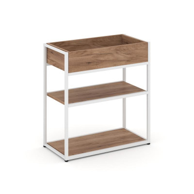 Rift Стеллаж металлический низкий приставной  RF.STM-011 Дуб Табак/Металл Белый 596*350*750