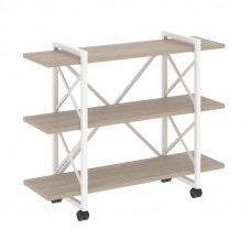 Loft Стеллаж на колесных опорах-3 полки VR.L-MST.K-3.8V Дуб Аттик/Металл Белый 1200*400*968