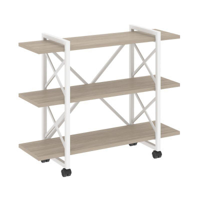 Loft Стеллаж на колесных опорах-3 полки VR.L-MST.K-3.8V Дуб Аттик/Металл Белый 1200*400*968