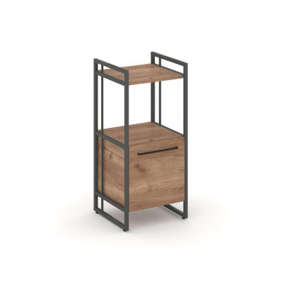 Rift Шкаф 2 ниши узкий RF.SU-22 (R) Дуб Табак/Металл Антрацит/Черный Ручки 420*396*924