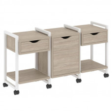 Loft Тумба на колесных опорах VR.L-TN-6.K Дуб Аттик/Металл Белый 1440*460*767