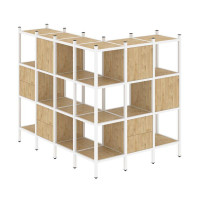 Loft Угловой внешний стеллаж наборный VR.L-52 Тиквуд Светлый/Металл Белый 1694*1278*1458
