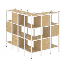 Loft Угловой внешний стеллаж наборный VR.L-52 Тиквуд Светлый/Металл Белый 1694*1278*1458