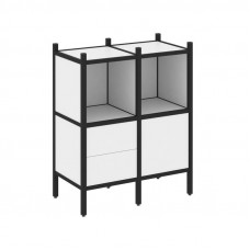 Loft Прямой стеллаж VR.L-02 Белый Бриллиант/Металл Черный 862*446*1047