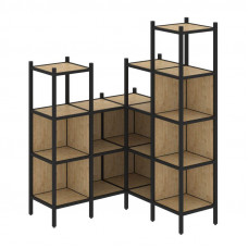 Loft Угловой внутренний стеллаж VR.L-39 Тиквуд Светлый/Металл Черный 1278*1278*1869
