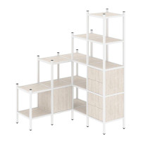 Loft Угловой внутренний стеллаж VR.L-40 Денвер Светлый/Металл Белый 1278*1278*1869