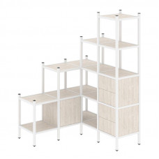 Loft Угловой внутренний стеллаж VR.L-40 Денвер Светлый/Металл Белый 1278*1278*1869
