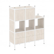 Loft Прямой стеллаж VR.L-15 Денвер Светлый/Металл Белый 1278*446*1458