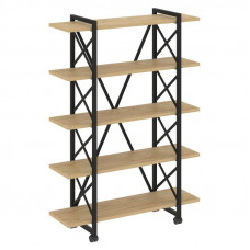 Loft Стеллаж на колесных опорах-5 полок VR.L-MST.K-5.8V Тиквуд Светлый/Металл Черный 1200*400*1704