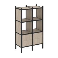 Loft Прямой стеллаж VR.L-03 Дуб Аттик/Металл Черный 862*446*1458