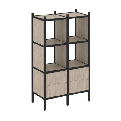 Loft Прямой стеллаж VR.L-03 Дуб Аттик/Металл Черный 862*446*1458