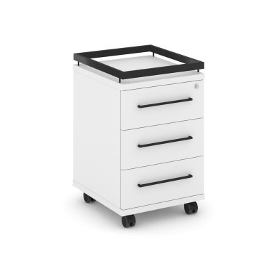 Rift Тумба мобильная усиленная + рамка RF.TM-003 Белый Бриллиант/Металл Черный/Черный Ручки 416*460*