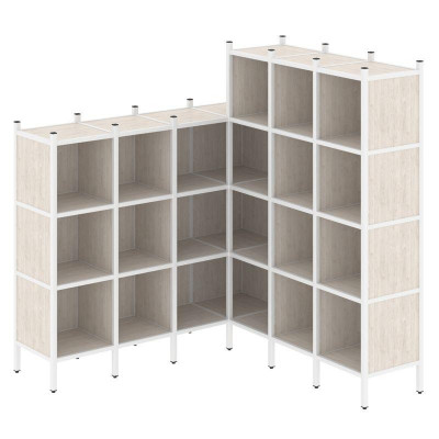 Loft Угловой внутренний стеллаж VR.L-50 Денвер Светлый/Металл Белый 1694*1694*1869