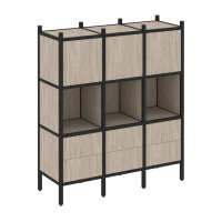 Loft Прямой стеллаж VR.L-08 Дуб Аттик/Металл Черный 1278*446*1458