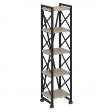 Loft Стеллаж на колесных опорах-5 полок VR.L-MST.K-5.4 Дуб Аттик/Металл Черный 400*400*1704